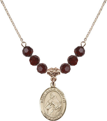 Collar de piedra natal de Santa María Goretti | 1,9 cm | Cuentas de 6 mm