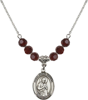 Collar con piedra natal de San Isaac Jogues | 1.9 cm | Cuentas de 6 mm