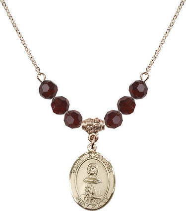 Collar con la piedra natal de Santa Anastasia | 1,9 cm | Cuentas de 6 mm