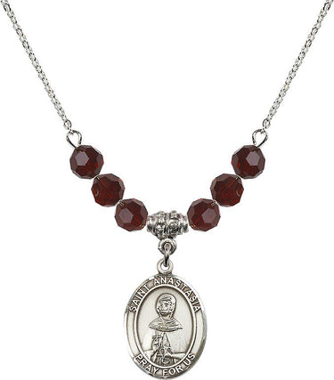 Collar con la piedra natal de Santa Anastasia | 1,9 cm | Cuentas de 6 mm