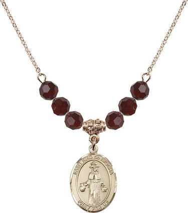 Collar con piedra natal de San Niño de Atocha | 1,9 cm | Cuentas de 6 mm