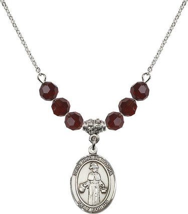 Collar con piedra natal de San Niño de Atocha | 1,9 cm | Cuentas de 6 mm