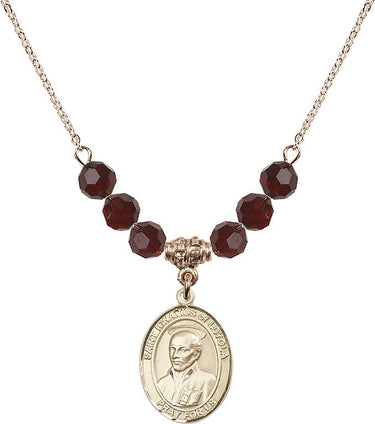 Collar de San Ignacio de Loyola con piedra de nacimiento | 1,9 cm | Cuentas de 6 mm