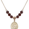 Holy Family Birthstone Necklace | 3/4 inch | 6mm Beads  Garnet 14kt Gold Filled