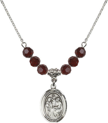 Holy Family Birthstone Necklace | 3/4 inch | 6mm Beads
