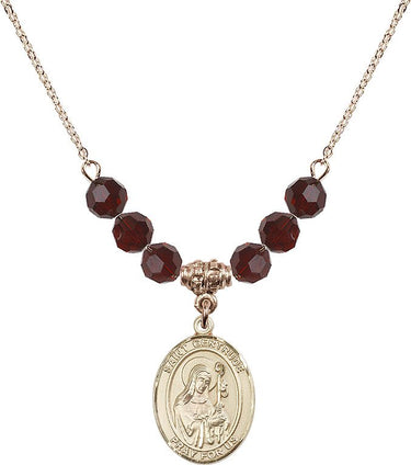 Collar de Santa Gertrudis de Nivelles con piedra de nacimiento | 1,9 cm | Cuentas de 6 mm