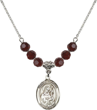 Collar de Santa Gertrudis de Nivelles con piedra de nacimiento | 1,9 cm | Cuentas de 6 mm