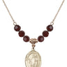 Saint Joseph the Worker Birthstone Necklace | 3/4 inch | 6mm Beads  Garnet 14kt Gold Filled