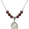 Saint Elizabeth Ann Seton Birthstone Necklace | 3/4 inch | 6mm Beads  Garnet Sterling Silver