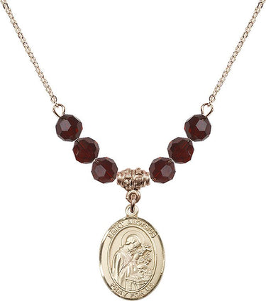 Collar de San Luis Gonzaga con piedra de nacimiento | 1,9 cm | Cuentas de 6 mm