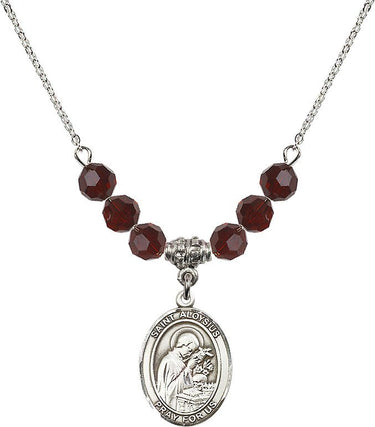 Collar de San Luis Gonzaga con piedra de nacimiento | 1,9 cm | Cuentas de 6 mm