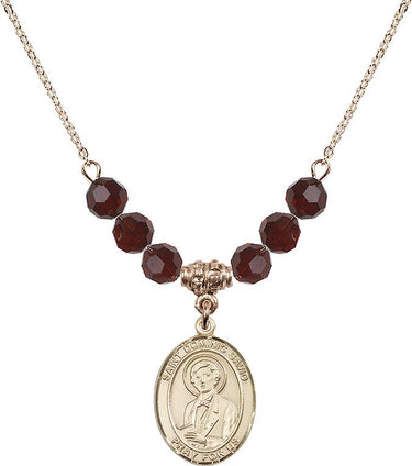 Collar de San Domenico Savio con piedra de nacimiento | 1,9 cm | Cuentas de 6 mm