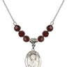 Saint Dominic Savio Birthstone Necklace | 3/4 inch | 6mm Beads  Garnet Sterling Silver