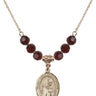 Cross Birthstone Necklace | 3/4 inch | 6mm Beads  Garnet 14kt Gold Filled