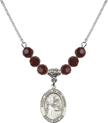 Collar de San Juan de la Cruz con piedra natal | 1,9 cm | Cuentas de 6 mm
