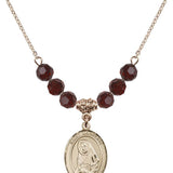 Saint Madeline Sophie Barat Birthstone Necklace | 3/4 inch | 6mm Beads  Garnet 14kt Gold Filled