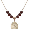Saint Madeline Sophie Barat Birthstone Necklace | 3/4 inch | 6mm Beads  Garnet 14kt Gold Filled