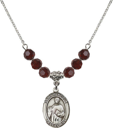 Collar con la piedra natal de San Plácido | 1,9 cm | Cuentas de 6 mm