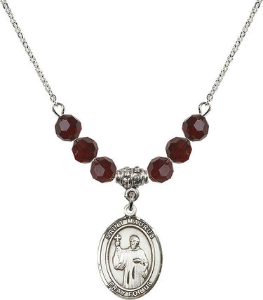 Collar con piedra natal de San Mauro | 1,9 cm | Cuentas de 6 mm
