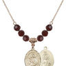 Our Lady of Mount Carmel Birthstone Necklace | 3/4 inch | 6mm Beads  Garnet 14kt Gold Filled