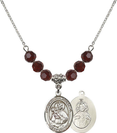 Our Lady of Mount Carmel Birthstone Necklace | 3/4 inch | 6mm Beads