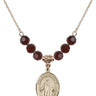 Our Lady of Peace Birthstone Necklace | 3/4 inch | 6mm Beads  Garnet 14kt Gold Filled