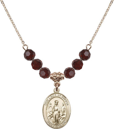Our Lady of Knock Birthstone Necklace | 3/4 inch | 6mm Beads
