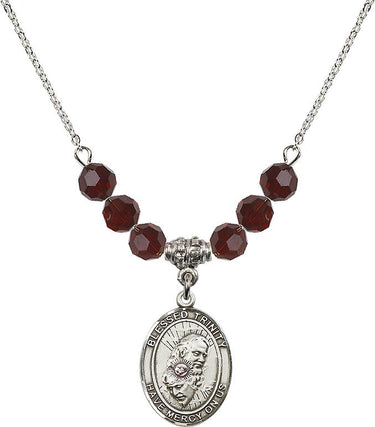 Blessed Trinity Birthstone Necklace | 3/4 inch | 6mm Beads