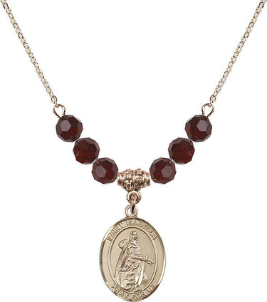 Collar con piedra natal de Santa Isabel de Portugal | 1,9 cm | Cuentas de 6 mm