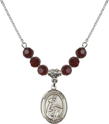 Collar con piedra natal de Santa Isabel de Portugal | 1,9 cm | Cuentas de 6 mm