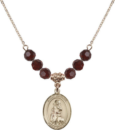 Collar con la piedra natal de Santa Raquel | 1,9 cm | Cuentas de 6 mm