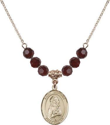 Collar con la piedra natal de Santa Victoria | 1.9 cm | Cuentas de 6 mm