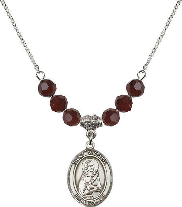 Collar con la piedra natal de Santa Victoria | 1.9 cm | Cuentas de 6 mm