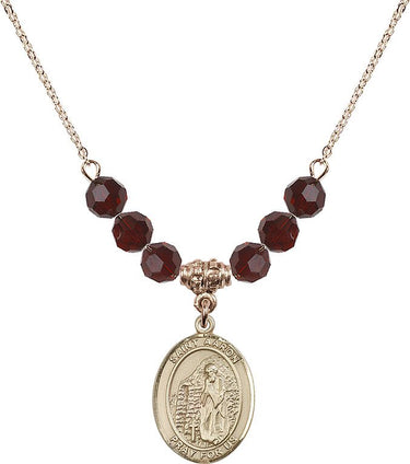 Collar de San Aarón con piedra de nacimiento | 1,9 cm | Cuentas de 6 mm
