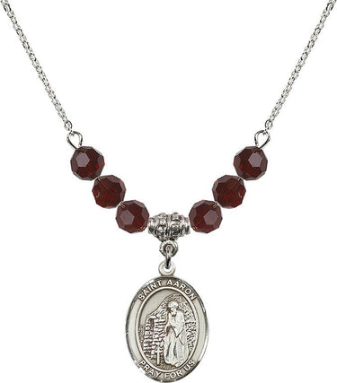 Collar de San Aarón con piedra de nacimiento | 1,9 cm | Cuentas de 6 mm