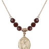 Saint Austin Birthstone Necklace | 3/4 inch | 6mm Beads  Garnet 14kt Gold Filled