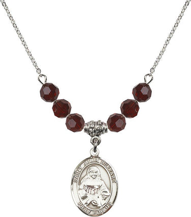 Collar con piedra de nacimiento de Santa Julia Billiart | 1.9 cm | Cuentas de 6 mm