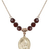 Saint Sharbel Birthstone Necklace | 3/4 inch | 6mm Beads  Garnet 14kt Gold Filled