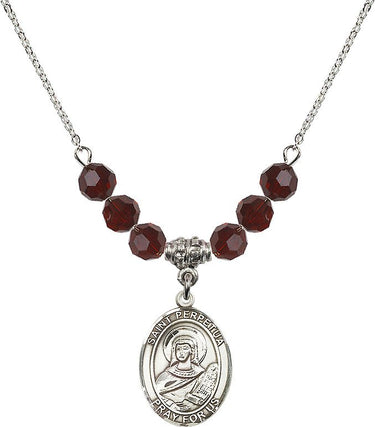 Collar con dije de la piedra natal de Santa Perpetua | 1.9 cm | Cuentas de 6 mm