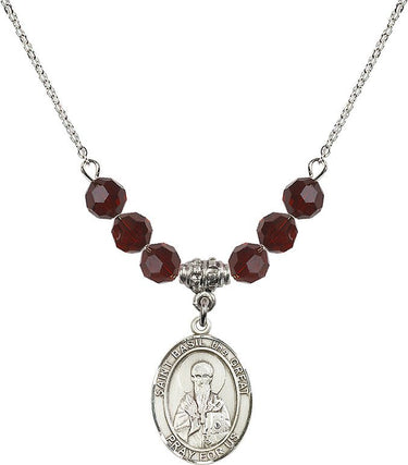 Collar de San Basilio Magno con piedra natal | 19 mm | Cuentas de 6 mm