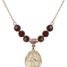 Saint Isidore the Farmer Birthstone Necklace | 3/4 inch | 6mm Beads  Garnet 14kt Gold Filled
