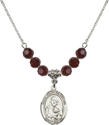 Collar de Santiago el Menor con piedra de nacimiento | 19 mm | Cuentas de 6 mm
