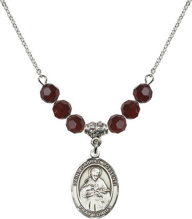 Collar con piedra natal de San Gabriel Possenti | 1,9 cm | Cuentas de 6 mm