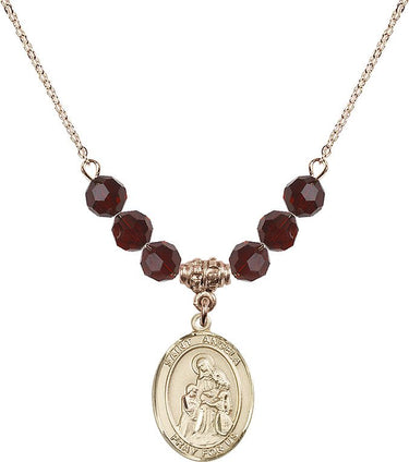 Collar con piedra natal de Santa Ángela Merici | 1.9 cm | Cuentas de 6 mm