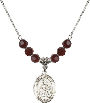 Collar con piedra natal de Santa Ángela Merici | 1.9 cm | Cuentas de 6 mm