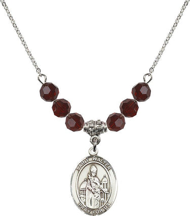 Collar con la piedra natal de San Walter de Pontnoise | 1,9 cm | Cuentas de 6 mm