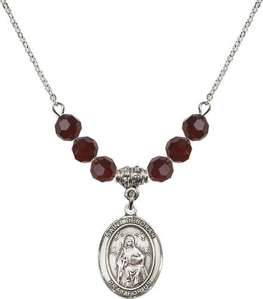 Collar de Santa Débora con Piedra Natal | 1,9 cm | Cuentas de 6 mm