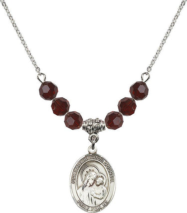 Our Lady of Good Counsel Birthstone Necklace | 3/4 inch | 6mm Beads