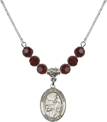 Our Lady of Lourdes Birthstone Necklace | 3/4 inch | 6mm Beads