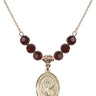 Our Lady of Mercy Birthstone Necklace | 3/4 inch | 6mm Beads  Garnet 14kt Gold Filled